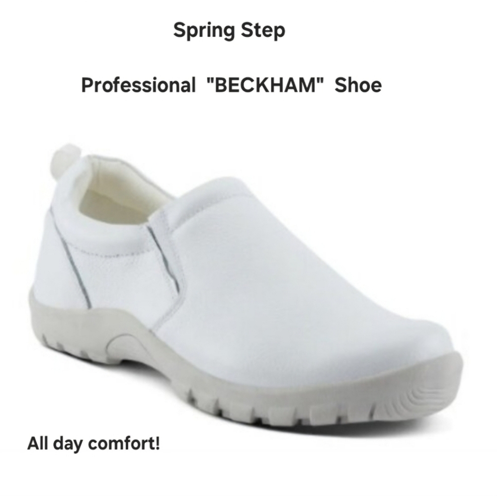 Spring Step Men's BECKHAM Leather shoes in White Slip-on Style Loafer NWT!